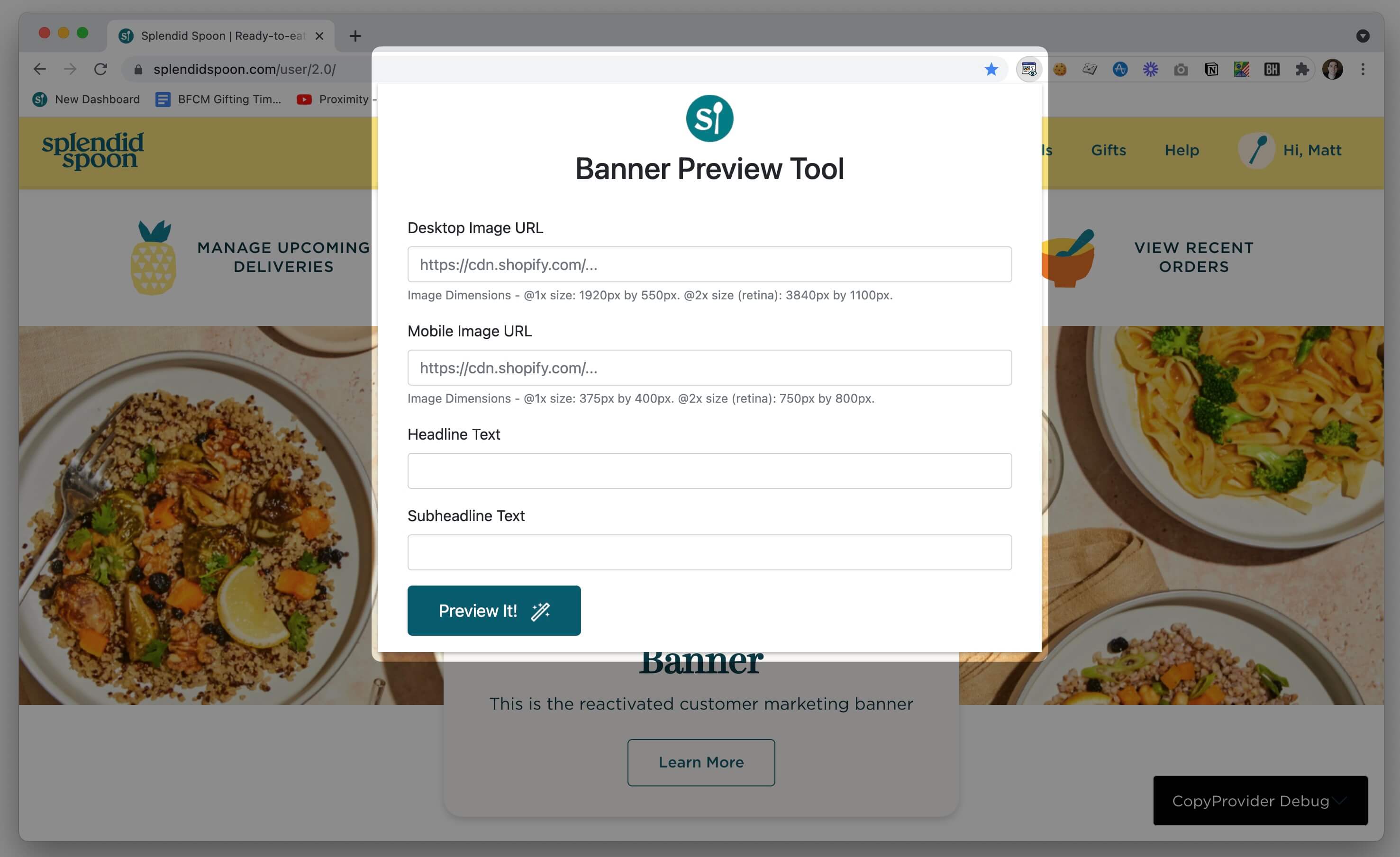 A demo of the "Banner Preview" Chrome extension